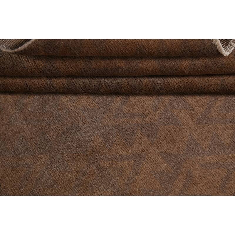 Brown Geometric Gabbeh Kashkoli Oriental Area Rug Handmade Wool Carpet - 5'8" x 7'8"