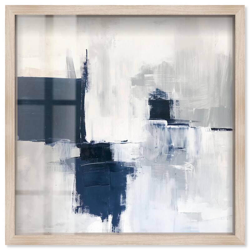 Porcelain Blue on White I Shadowbox by Art Remedy - Natural - 40" x 40"