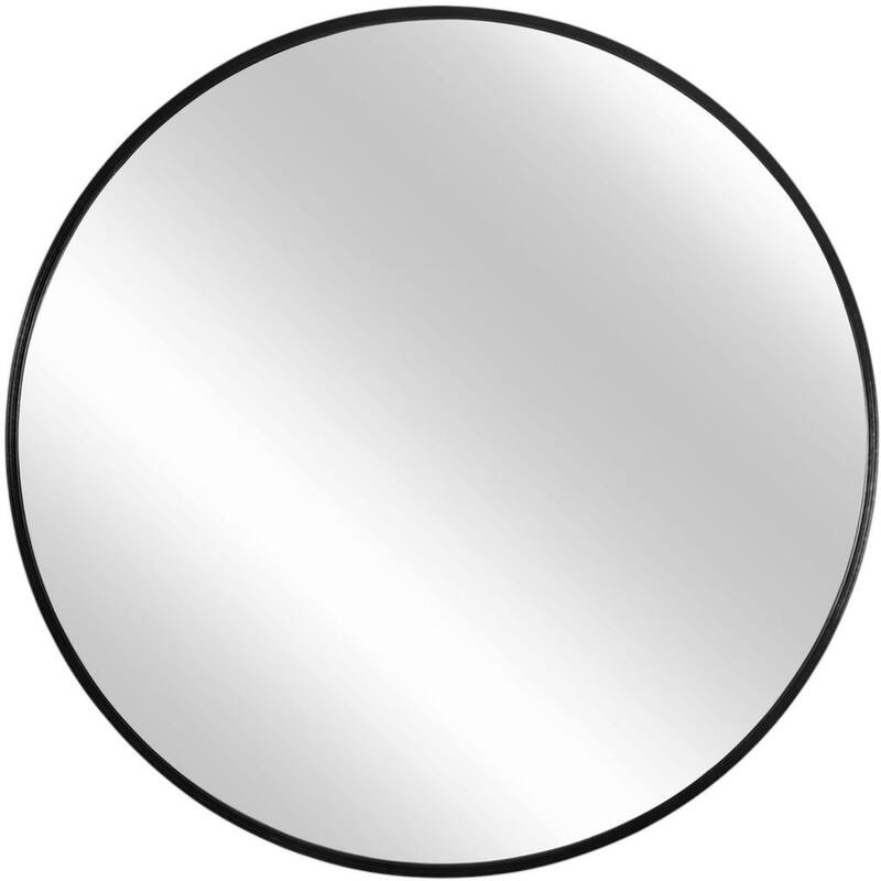 HomeRoots 24" Black Round Framed Accent Mirror - 24.00 in. x 24.00 in. x 1.10 in.