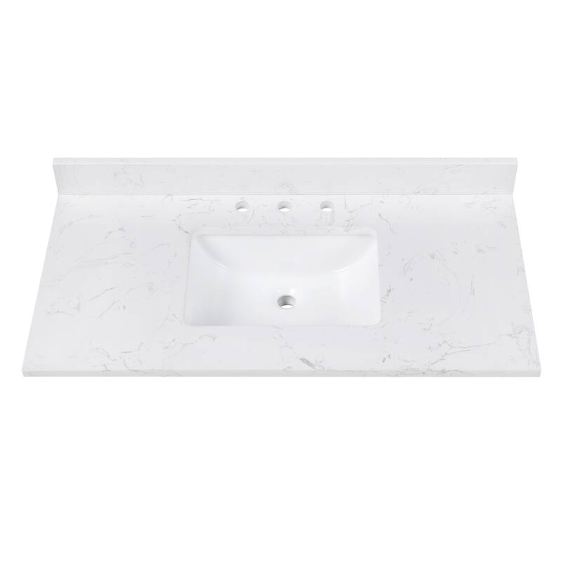 Avanity Cala White Engineered Stone Vanity Top with Rectangular Undermount Sinks - 43" Single Sink - Cala White