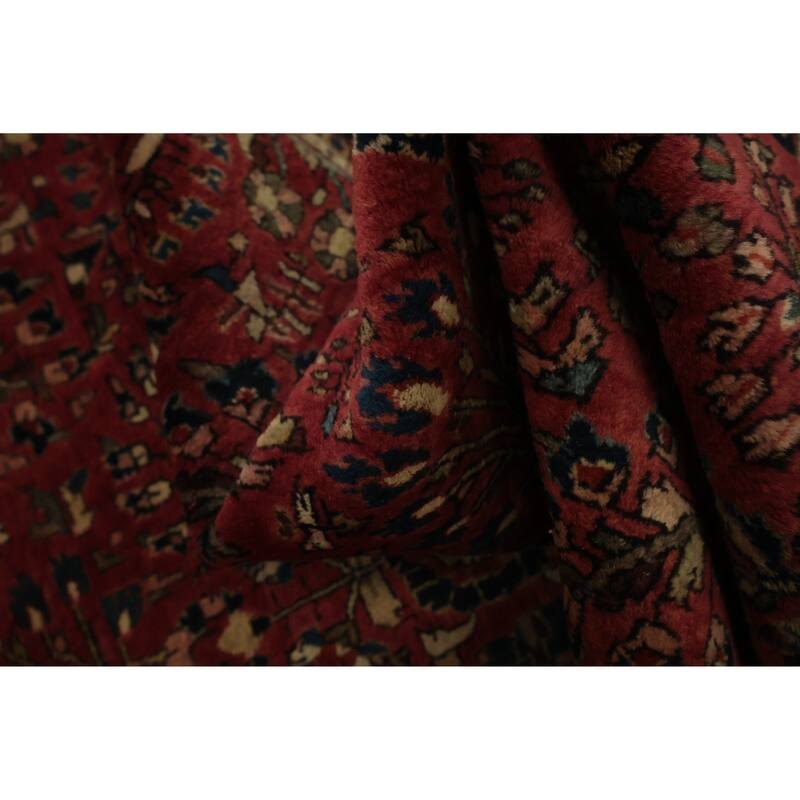 Hand Knotted Oriental 100% Wool Carpet Traditional Floral Red Sarouk Area Rug - 4' 10'' X 3' 4''