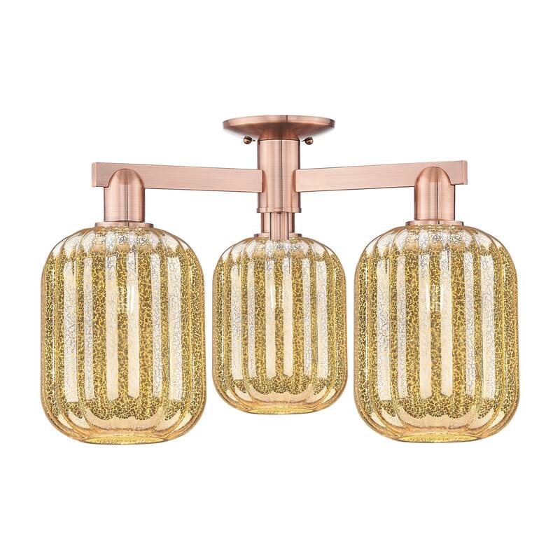 Innovations Lighting Downtown Urban - Preston - 3 Light 24" Jar Shade Semi-Flush Mount