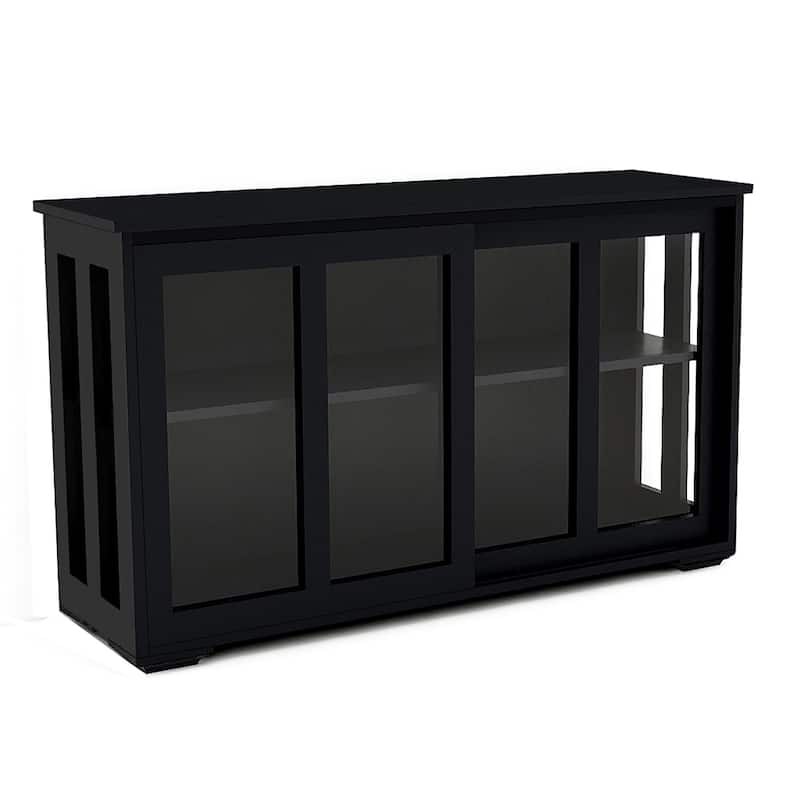 Sideboard Buffet Cabinet, Cupboard Storage Table with Shelf & Glass Sliding Doors, Wood Bar Cabinet - 41.93“W