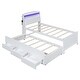 preview thumbnail 6 of 11, Twin Size Platform Bed with Storage LED Headboard, Twin Trundle & 3 Drawers, White