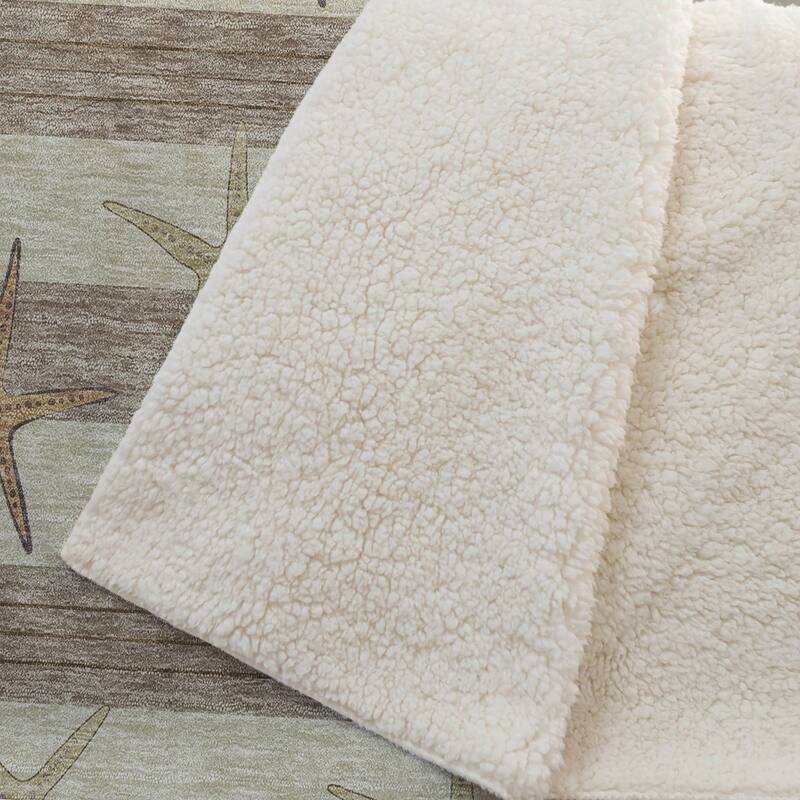 Premium Machine Washable ASB191 Starfish Stripe Sherpa Throw Blanket