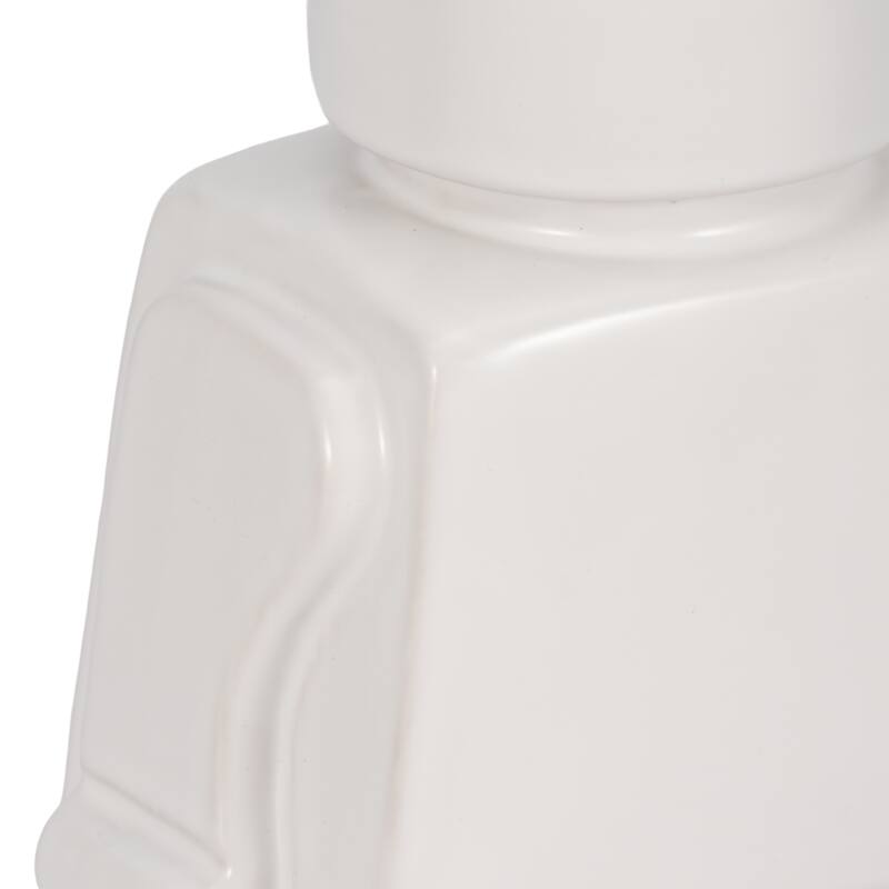 Stoneware Ceramic Figurine Block Style Character Modern Accent - 6" x 4" x 12"