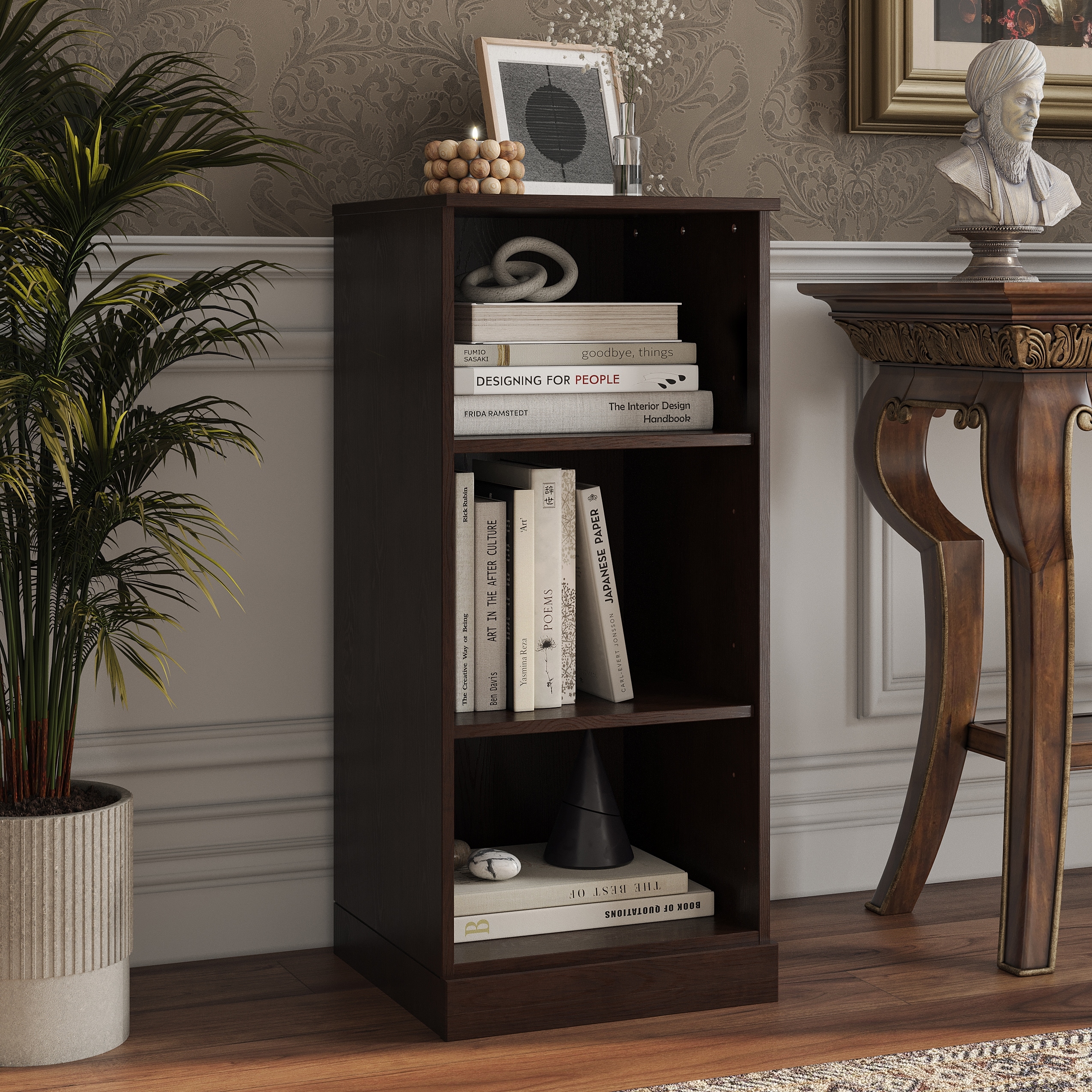 Palace Imports Premium 100% Solid European Oak Hardwood 3-Shelf Modular Bookcase - 16" Wide, 35.75" Tall