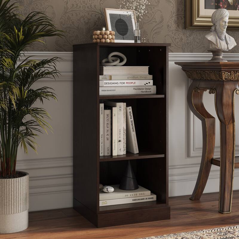 Palace Imports Premium 100% Solid European Oak Hardwood 3-Shelf Modular Bookcase - 16" Wide, 35.75" Tall - Espresso Oak