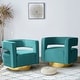 preview thumbnail 96 of 114, HULALA HOME Carisa Modern Upholstered Swivel Open-Back Barrel Chair with Golden Base Set of 2 - BLUE