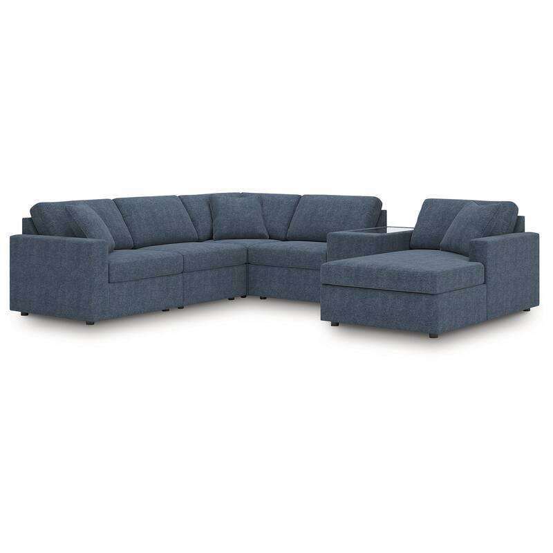 Signature Design by Ashley Modmax 6-Piece Sectional with Chaise - 125" W x 107" D x 36" H - Blue - Left Facing