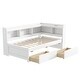 preview thumbnail 9 of 31, Twin Size L-shaped Bookcases Bed with Power Outlets, USB Charging Ports and Two Drawers