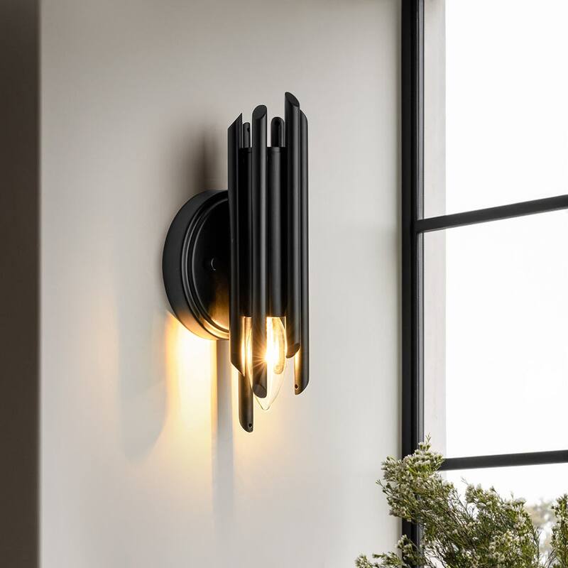 1-Light Modern Stylish Multiple Iron Tube Wall Lamp - Black