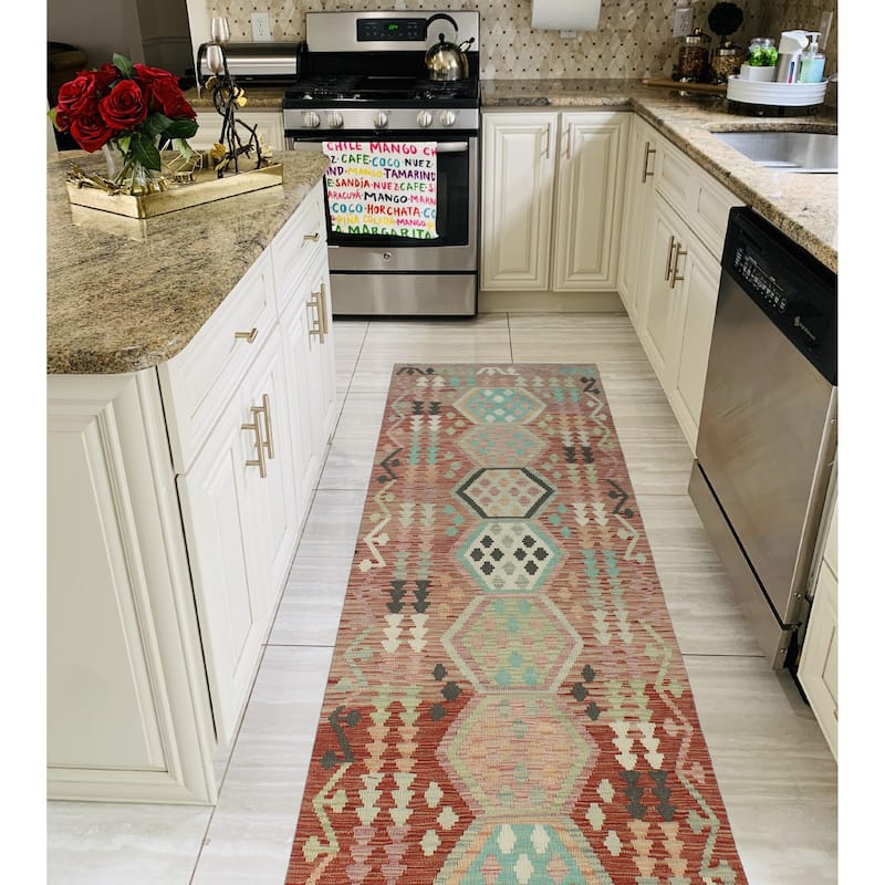 Sun Faded Flatweave Ronna Red/Ivory Runner - 2'9" x 9'7"