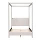 preview thumbnail 6 of 10, Canvas-upholstered Canopy Bed - Platform Wingback Bed Frame with USB, Type-C Ports Headboard, 4 Canopy Columns, 2 Sides Pocket