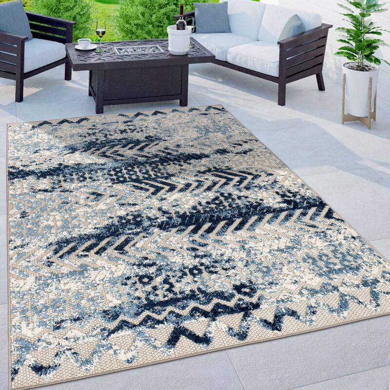 World Rug Gallery Turin Modern Geometric Bohemian Indoor/Outdoor Area Rug