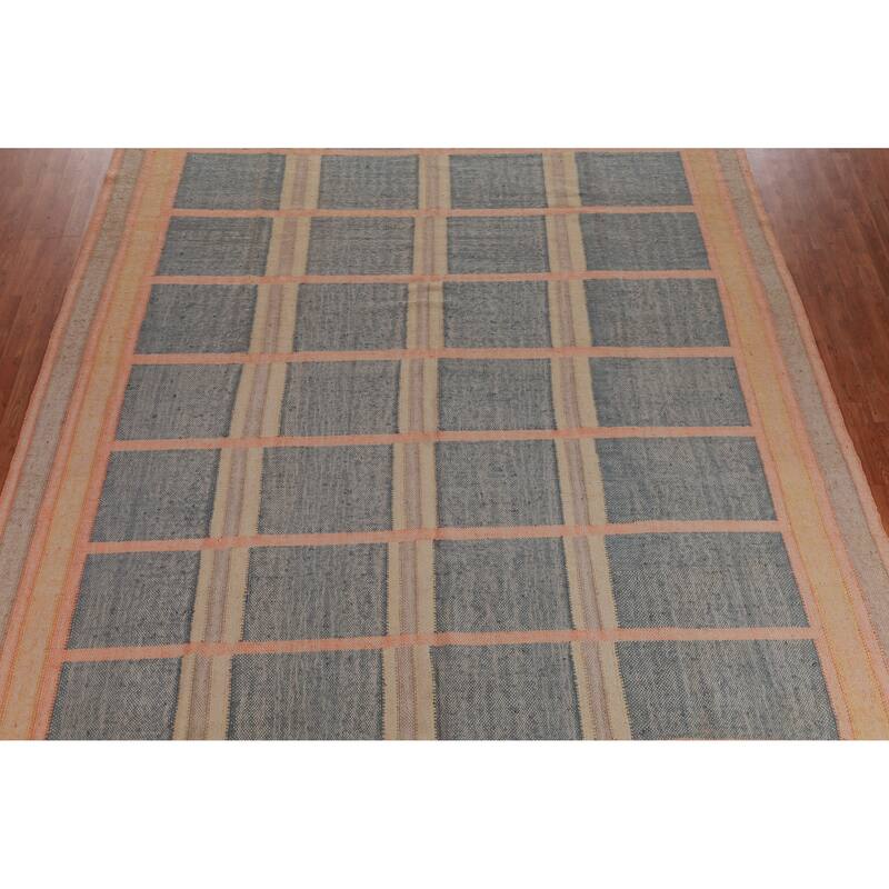 Hand Woven Oriental 100% Jute Carpet Southwestern Modern Multi-Colored Kilim Area Rug - 12' 10'' X 10' 6''