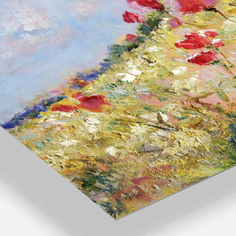 Designart 'Painted Poppies on Summer Meadow' Landscape Wall Metal Wall Art
