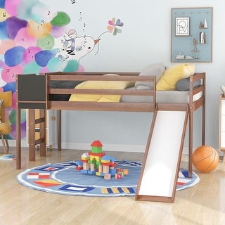 Kid-Friendly Design Full Size Loft Bed with Ladder Kids Bed
