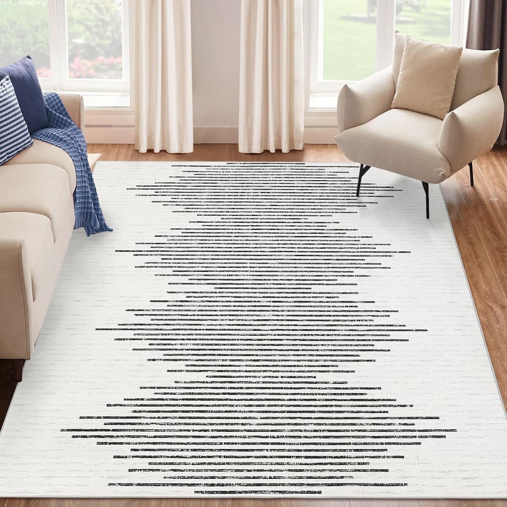 Garvee Modern Symmetrical Geometric Stripe Area Rug