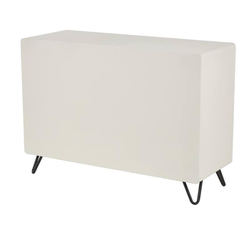 Cream Wood 8 Shelf Storage Shelving Unit with Black Metal Support