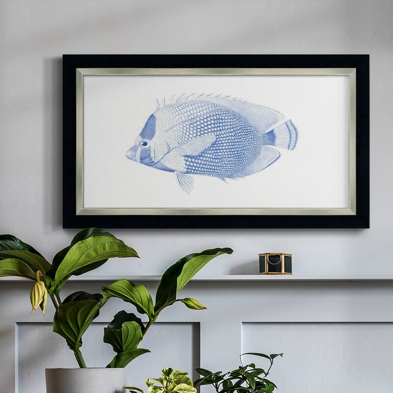 Blue & White Tropical Fish VI Premium Framed Canvas- Ready to Hang