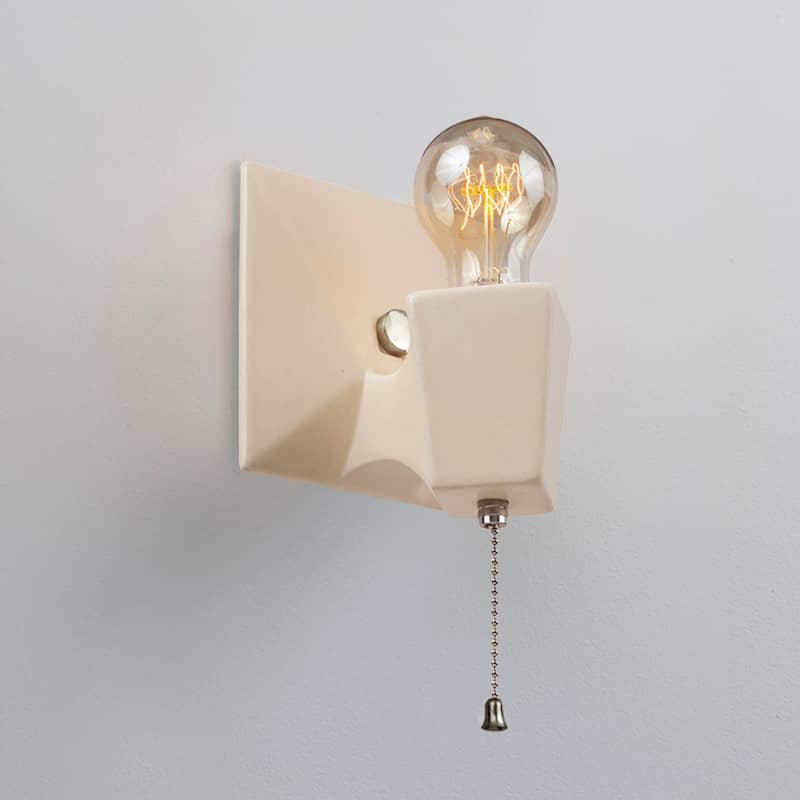 Ceramic Geo Wall Sconce - Matte White/Brushed Nickel
