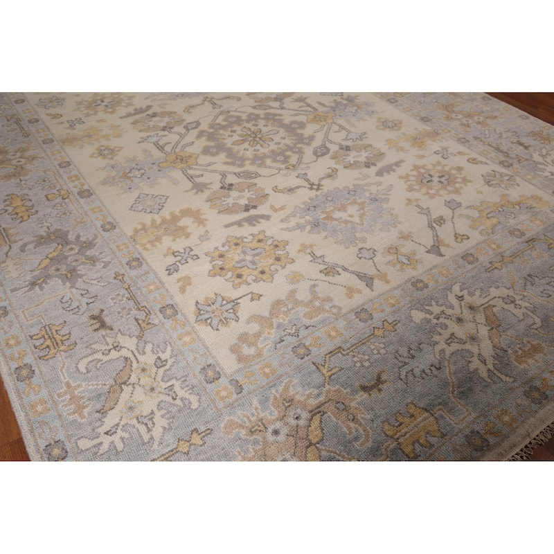 Oushak Indian Area Rug Hand-Knotted Wool Carpet - 8'2"x 9'10"