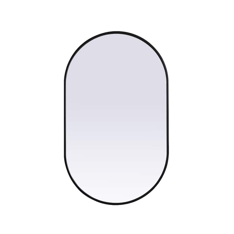 Indigo Home Metal Frame Oval Mirror 24x40 Inch - Black