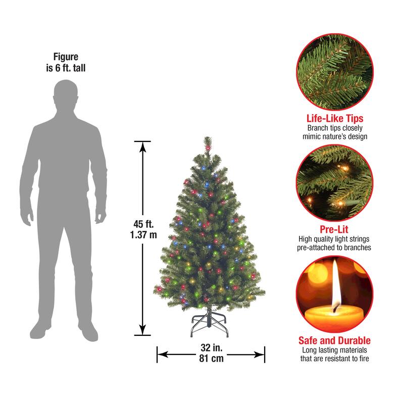 National Tree Company 4.5 ft. North Valley Spruce Tree with Multicolor Lights - 4.5 Foot