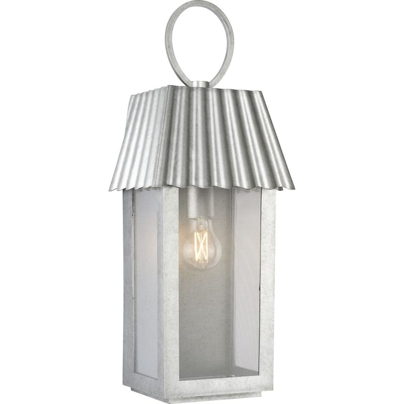 POINT DUME® Hook Pond Galvanized Finish Outdoor Wall Lantern with DURASHIELD - 8.5 in x 7.125 in x 22.375 in