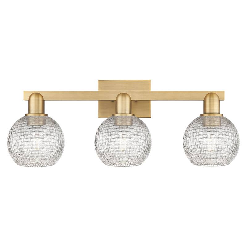 Innovations Lighting 716-3W-10-25 Athens Vanity Athens 3 Light 25" - Brushed Brass / Clear Basketweave