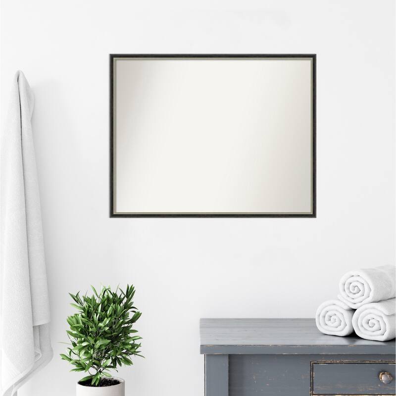 Theo Narrow Non-Beveled Wood Framed Bathroom Vanity Wall Mirror