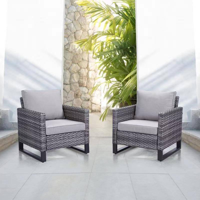Gymojoy 2-Piece Wicker Outdoor Seating Rattan Chair with Cushion
