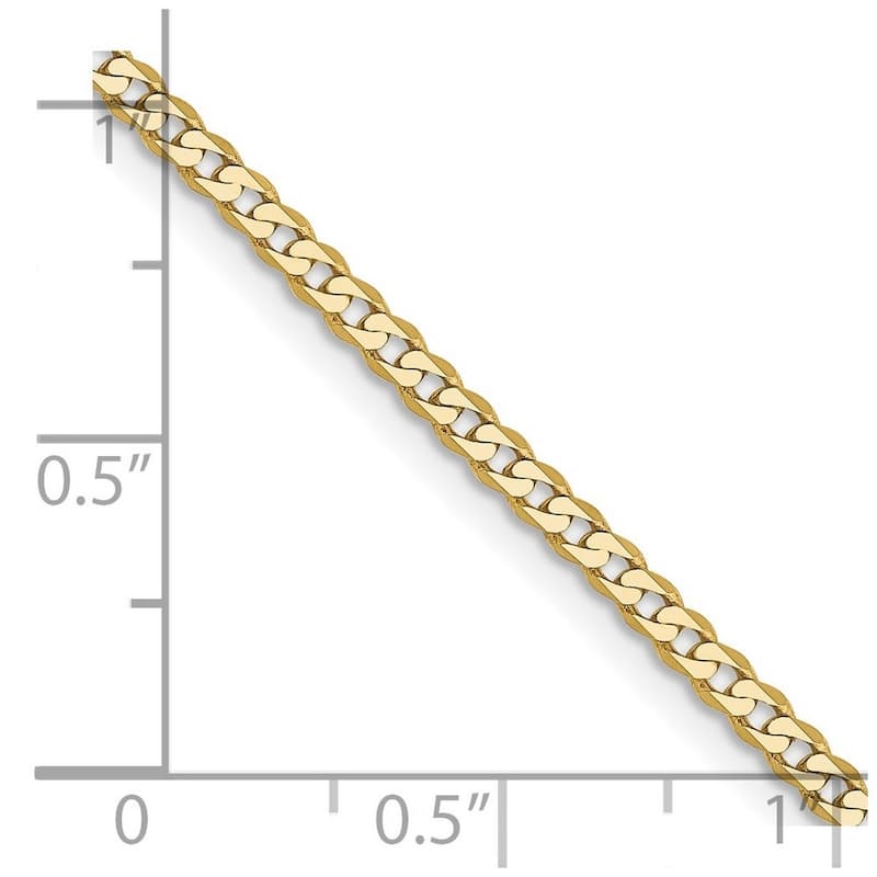 Curata 10k Yellow Gold 2.2mm Flat Beveled Curb Chain Necklace for Men