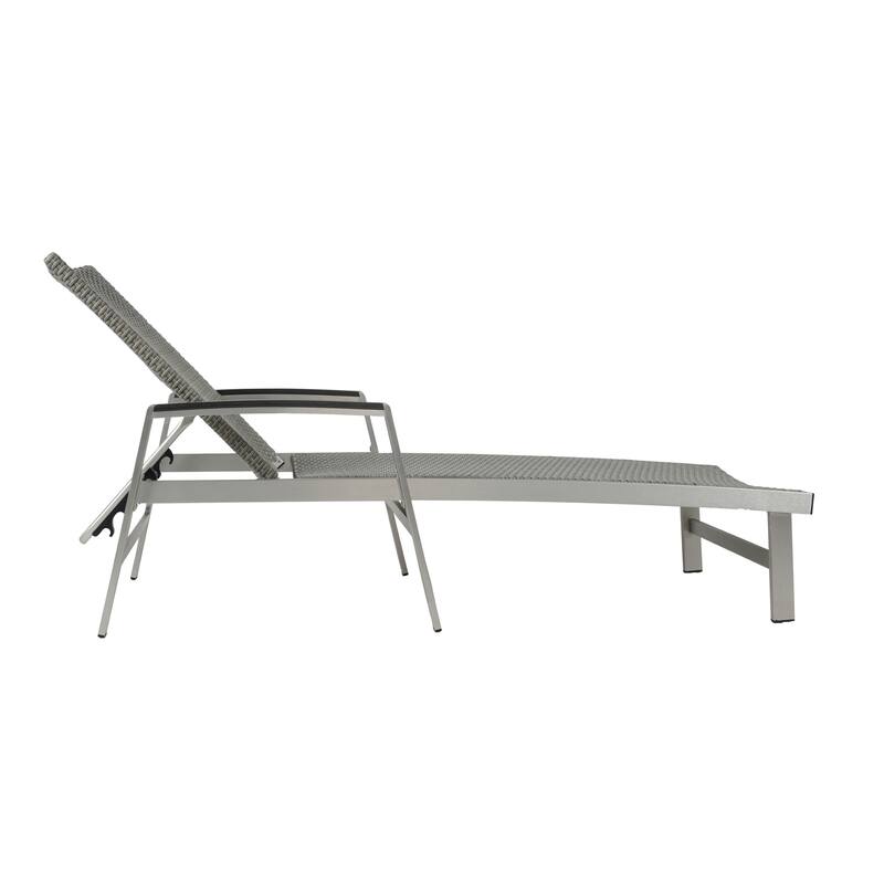 Roomfitters Oxton Outdoor Aluminum Chaise Lounge with Breathable Mesh Seat, Patio Recliner, Grey