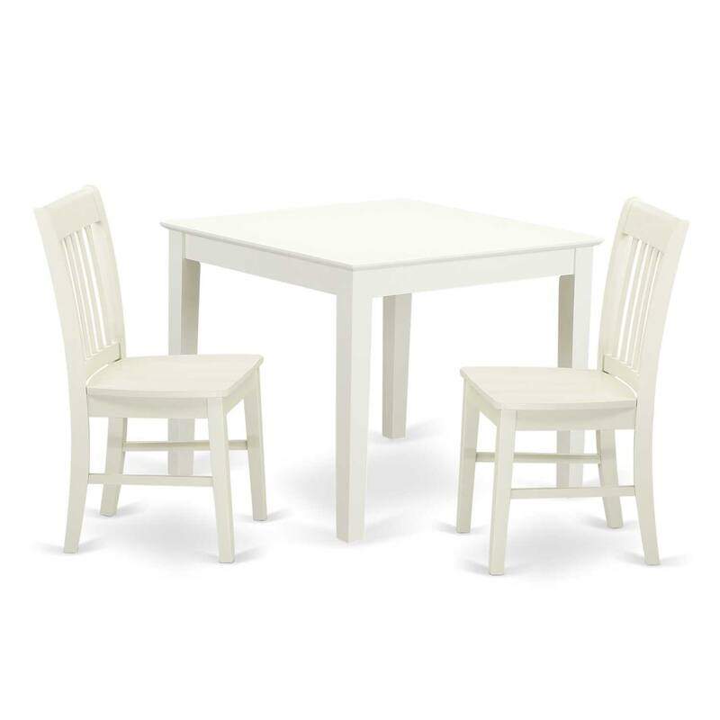 HomeStock 3-Piece Linen White Finish Solid Wood Top Dining Table Set