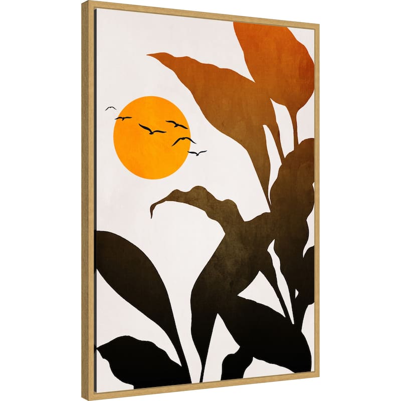 Mystic River by Eins Kubistika Framed Canvas Wall Art Print - Sylvie Bright Gold