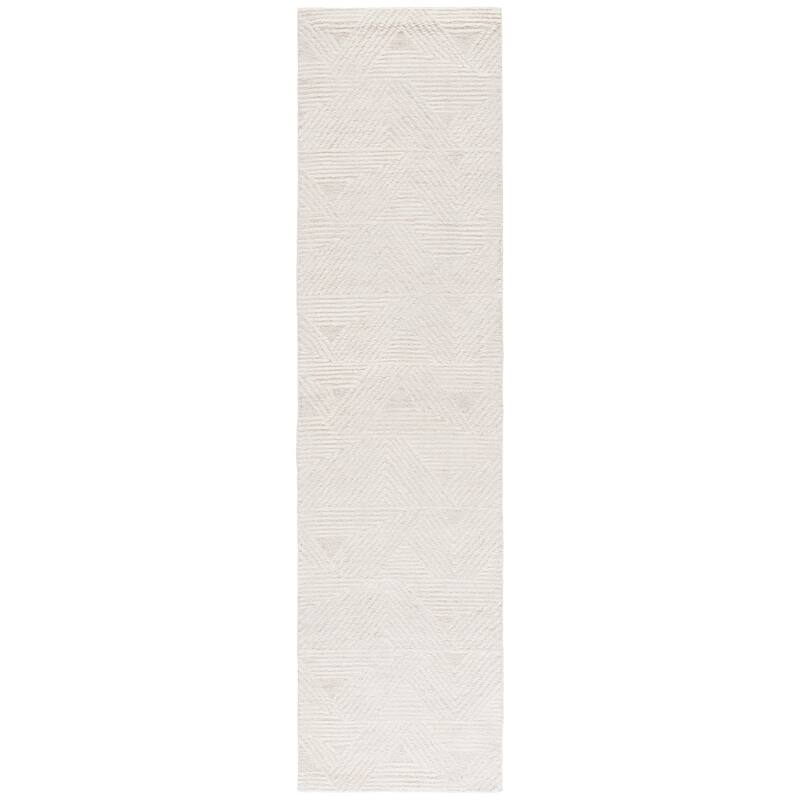 SAFAVIEH Handmade Ebony Julya Geometric Wool Rug - 2'3" x 9' Runner - Ivory/Beige