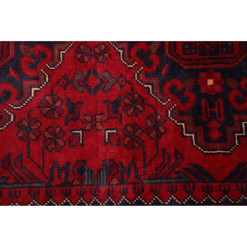 ECARPETGALLERY Hand-knotted Finest Khal Mohammadi Red Wool Rug - 3'1 x 6'7