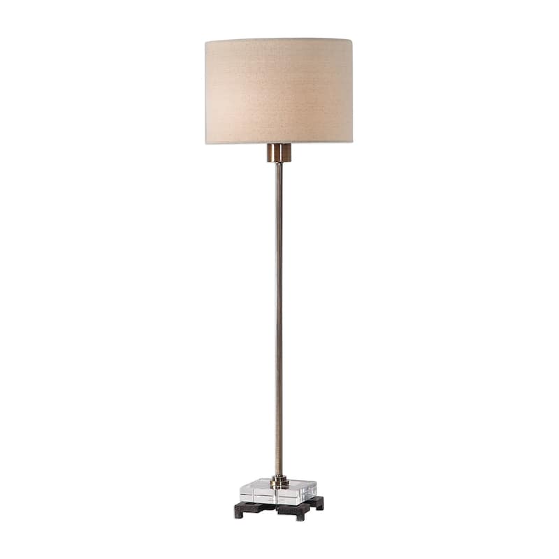 Buffet Table Lamp with Hardback Drum Shade - 33" - Brass Tone and Beige