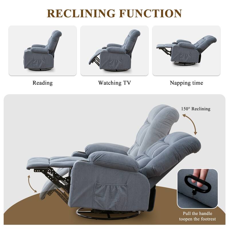 Kneading Massage Rocker Recliner Chair with 4-Point 3D Kneading Massage and Heat for Living Room with Rocking Function