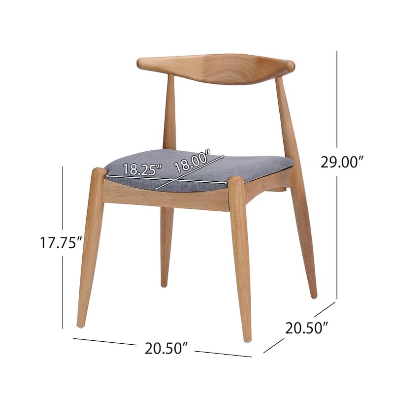 Modern Set of 2 Dining Chairs with Backrest Upholstered Seat, Rubberwood Legs, for Dining Room Living Room and Bedroom