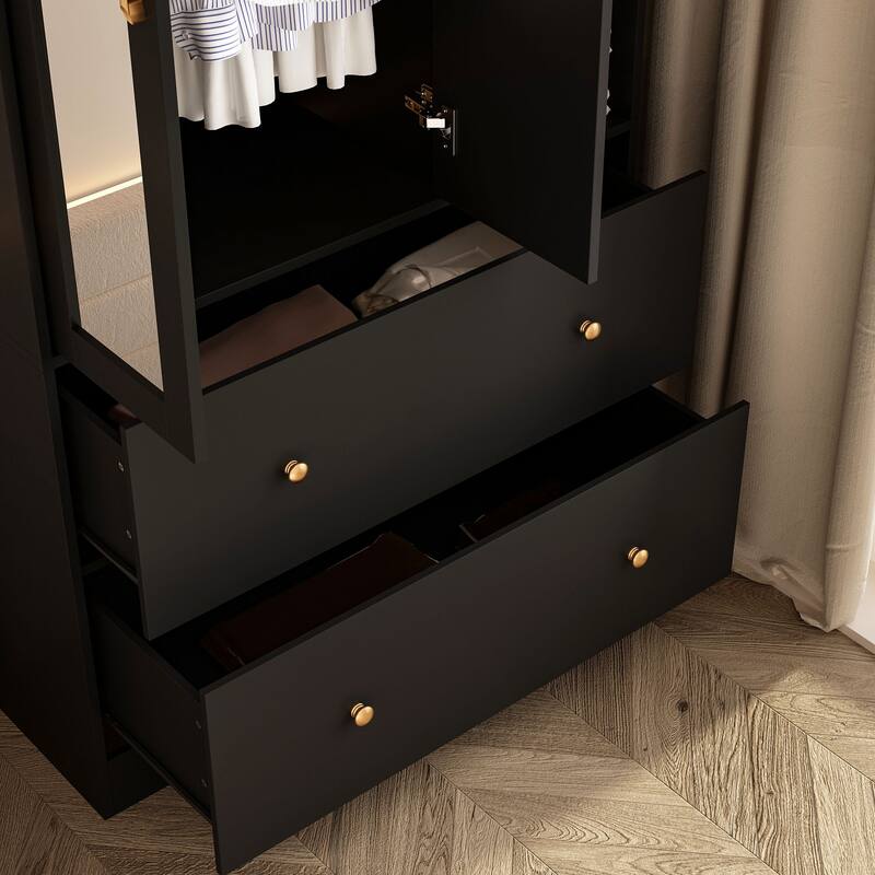 Scalable Hanging Rod Wardrobe Closet Armoire Mirror Space Saving