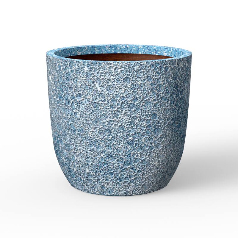 Concrete Tall Round Flower Planter with Drainage Hole and Enhanced Interior - 13.5 x 12.5 - light blue(Enhanced Interior)