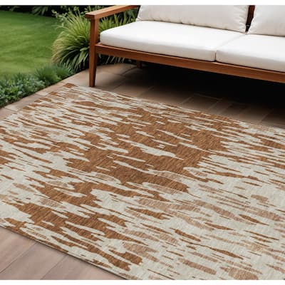 HomeRoots Abstract Transitional Rectangle Outdoor Rug