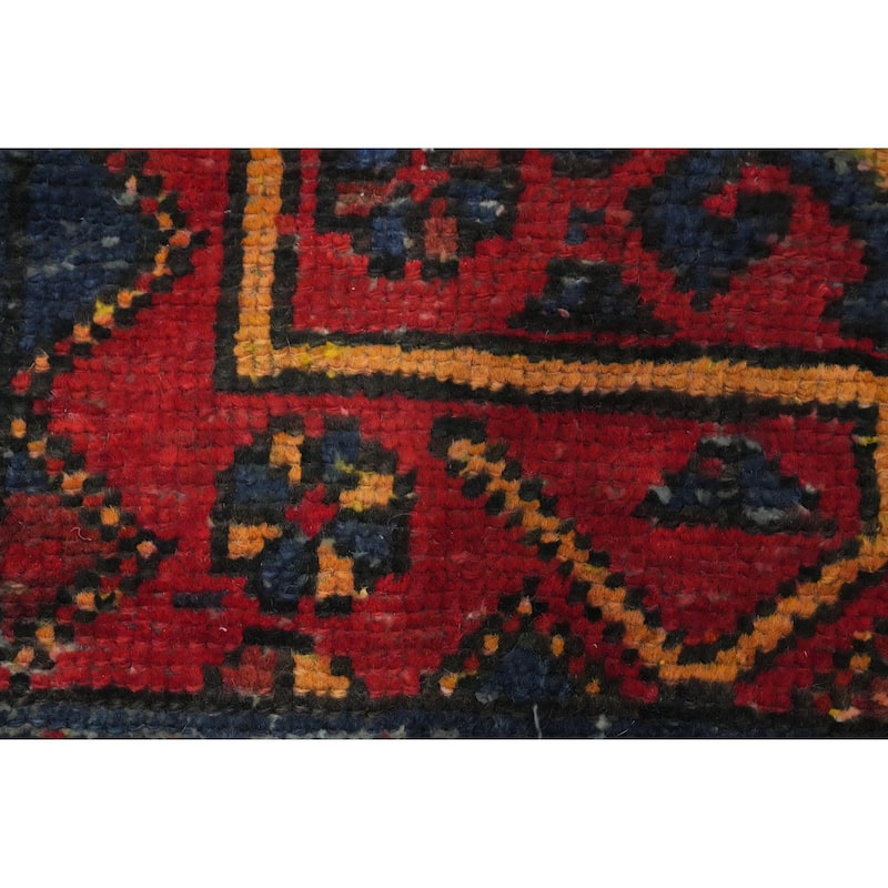 Hand Knotted Oriental 100% Wool Carpet Traditional Geometric Red Bakhtiari Runner Rug - 9' 11'' X 3' 1''