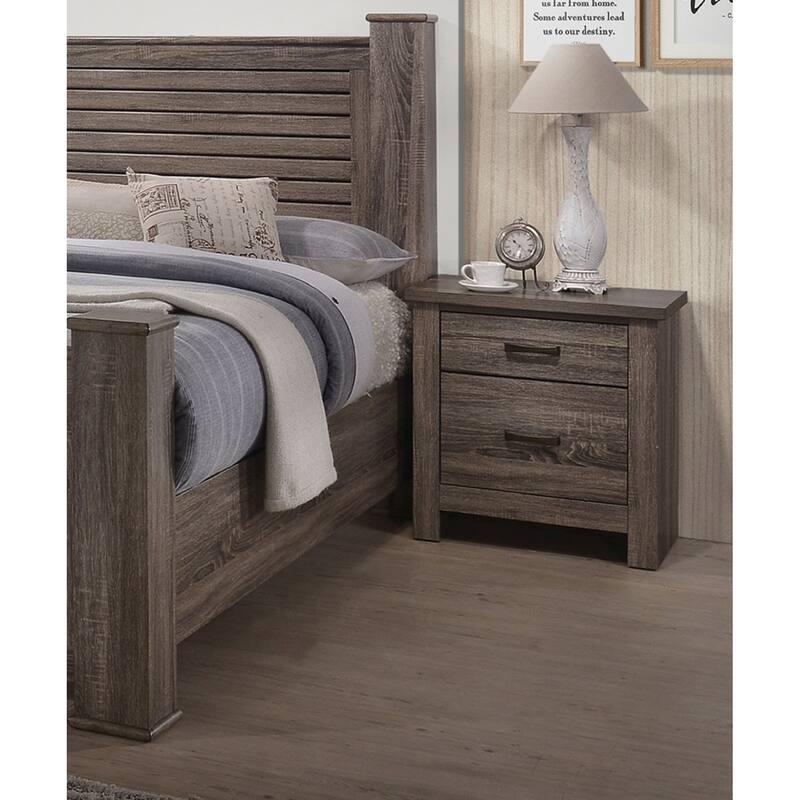 Natural Finish Wooden Nightstand, 2 Drawers, Storage, Bedroom Furniture Essential - Natural