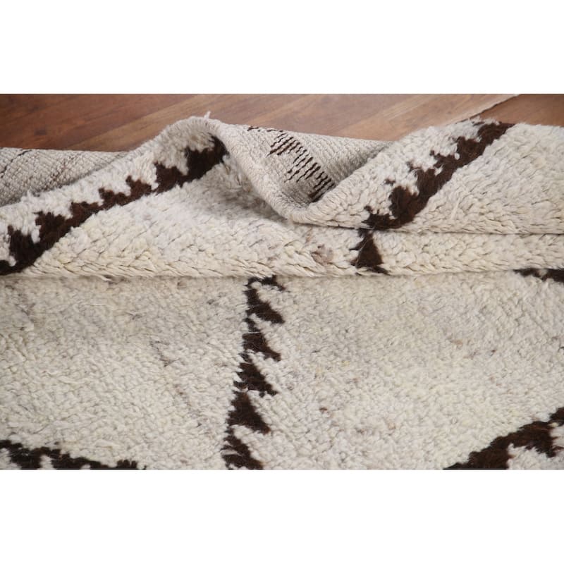 Plush Turkish Anatolian Runner Rug Hand-knotted Geometric Wool Carpet - 3'4"x 11'4"