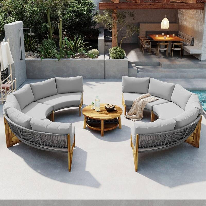 6-Person Outdoor Seating Group with Cushions and Coffee Table for Patios and Gathering Spaces