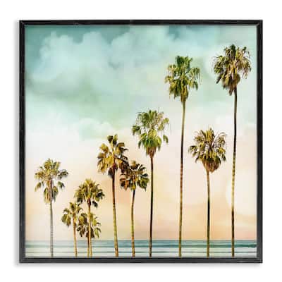 Stupell Tropical Beach Palm Trees Blue Green Sky Framed Wall Art, 12x12